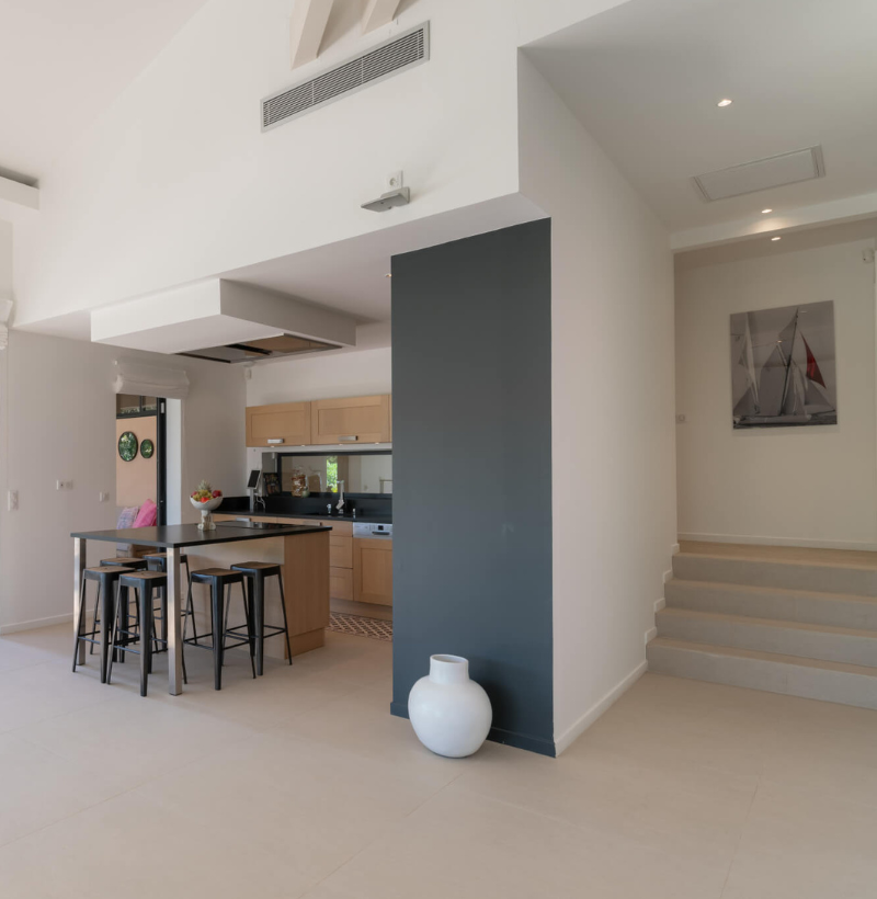 The Kitchen with the stairs on the right - Villa Cycas